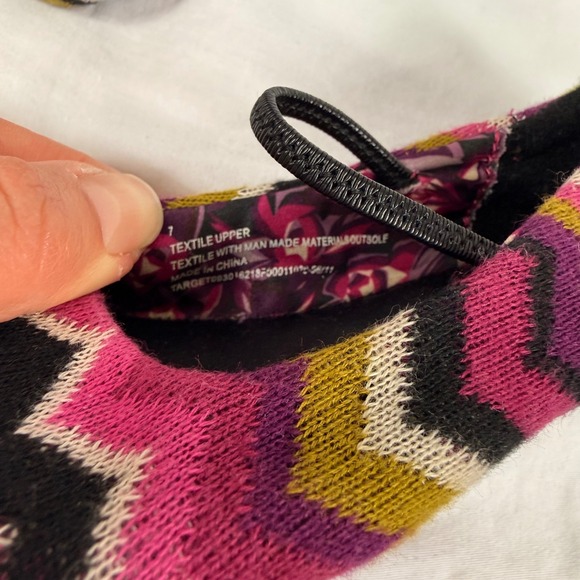 Missoni Toddler Girl Pink Zigzag Knit Ballet Flats Elastic Strap Size 7 Toddler - Picture 3 of 4